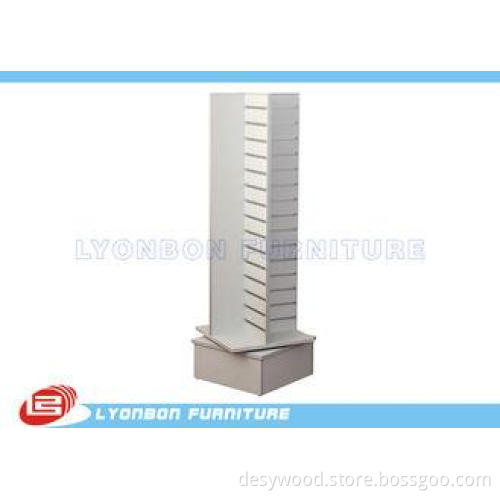 Grocery White Rotatable Slatwall Display Stand With Metal H